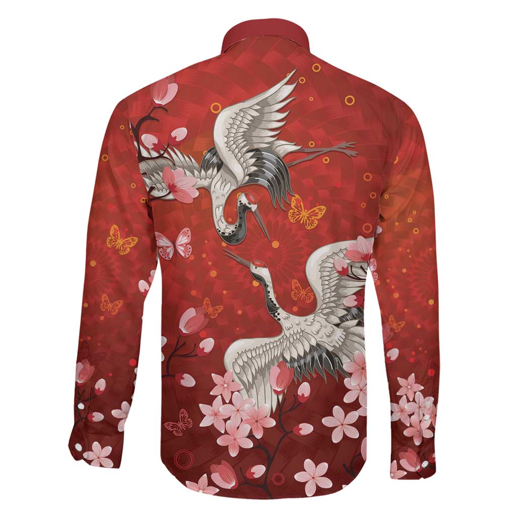 Hawaii Japan Cranes Sakura Flower Red Family Matching Off Shoulder Maxi Dress and Hawaiian Shirt Japan Heritage Spirit LT01 - Polynesian Pride