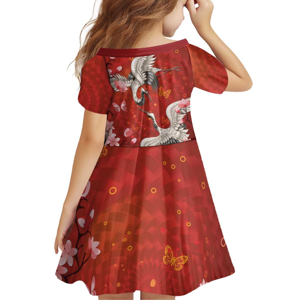 Hawaii Japan Cranes Sakura Flower Red Family Matching Puletasi and Hawaiian Shirt Japan Heritage Spirit LT01 - Polynesian Pride