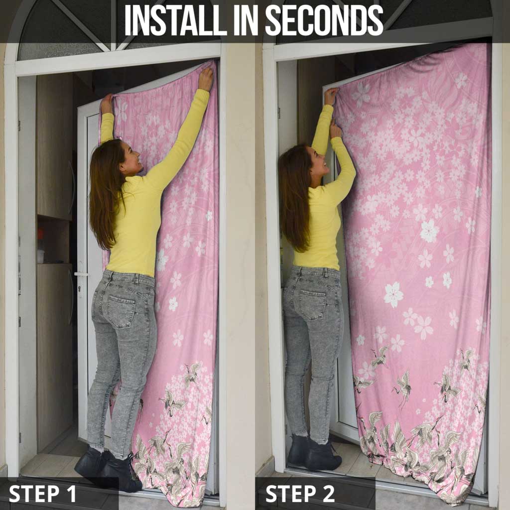 Cranes Sakura Floral Pink Pastel Door Cover Hawaii Japan Culture LT01 - Polynesian Pride