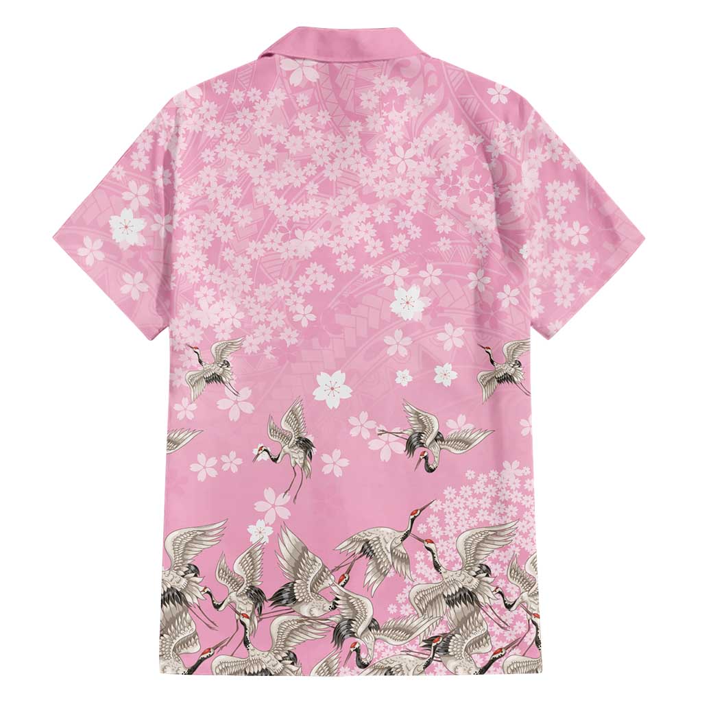 Cranes Sakura Floral Pink Pastel Family Matching Summer Maxi Dress and Hawaiian Shirt Hawaii Japan Culture LT01 - Polynesian Pride