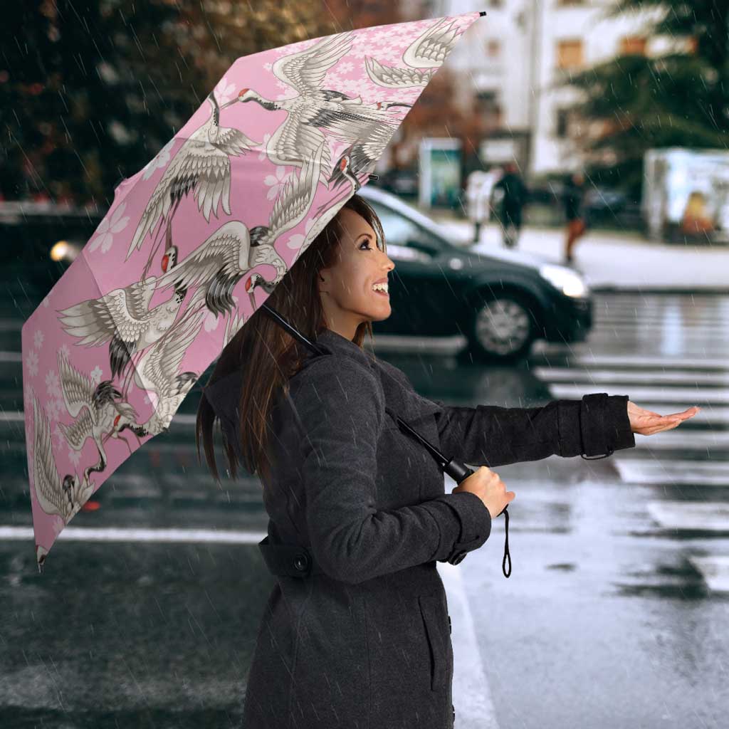 Cranes Sakura Floral Pink Pastel Umbrella Hawaii Japan Culture - Polynesian Pride