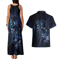Personalised Matariki Paua Shell New Zealand Couples Matching Tank Maxi Dress and Hawaiian Shirt Haka Dance At The Starry Night LT01 - Polynesian Pride