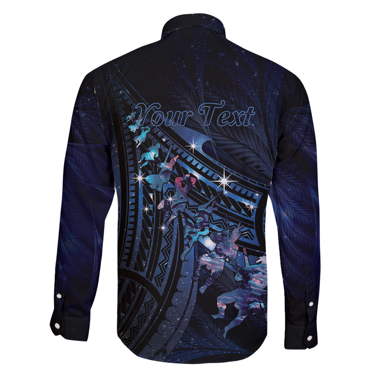 Personalised Matariki Paua Shell New Zealand Family Matching Off The Shoulder Long Sleeve Dress and Hawaiian Shirt Haka Dance At The Starry Night LT01 - Polynesian Pride