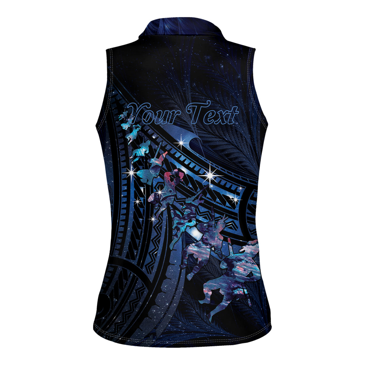 Personalised Matariki Paua Shell New Zealand Women Sleeveless Polo Shirt Haka Dance At The Starry Night LT01 - Polynesian Pride