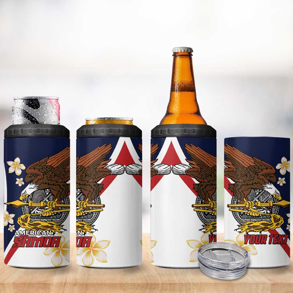Personalized American Samoa 4 in 1 Can Cooler Tumbler Amerika Samoa Bald Eagle