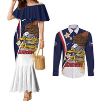 Personalized American Samoa Couples Matching Mermaid Dress and Long Sleeve Button Shirt Amerika Samoa Bald Eagle