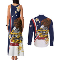 Personalized American Samoa Couples Matching Tank Maxi Dress and Long Sleeve Button Shirt Amerika Samoa Bald Eagle