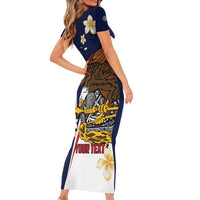 Personalized American Samoa Family Matching Short Sleeve Bodycon Dress and Hawaiian Shirt Amerika Samoa Bald Eagle