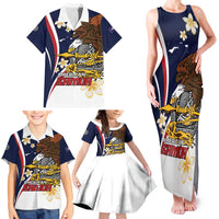 Personalized American Samoa Family Matching Tank Maxi Dress and Hawaiian Shirt Amerika Samoa Bald Eagle