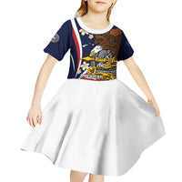 Personalized American Samoa Kid Short Sleeve Dress Amerika Samoa Bald Eagle