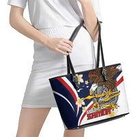Personalized American Samoa Leather Tote Bag Amerika Samoa Bald Eagle