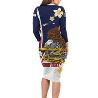 Personalized American Samoa Long Sleeve Bodycon Dress Amerika Samoa Bald Eagle