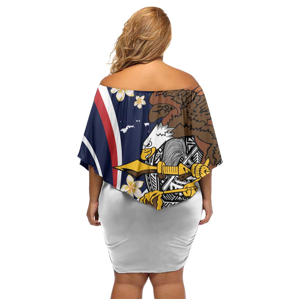 Personalized American Samoa Off Shoulder Short Dress Amerika Samoa Bald Eagle