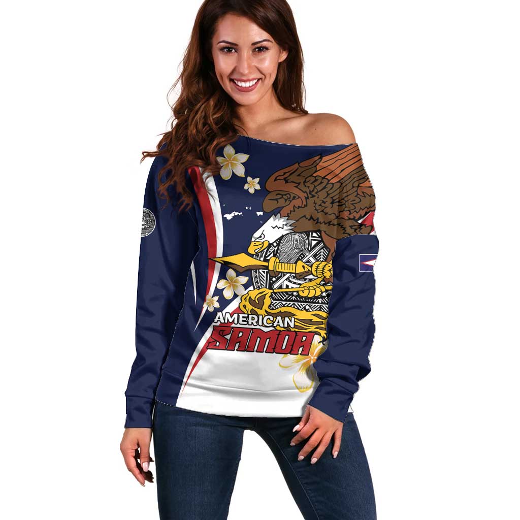 Personalized American Samoa Off Shoulder Sweater Amerika Samoa Bald Eagle