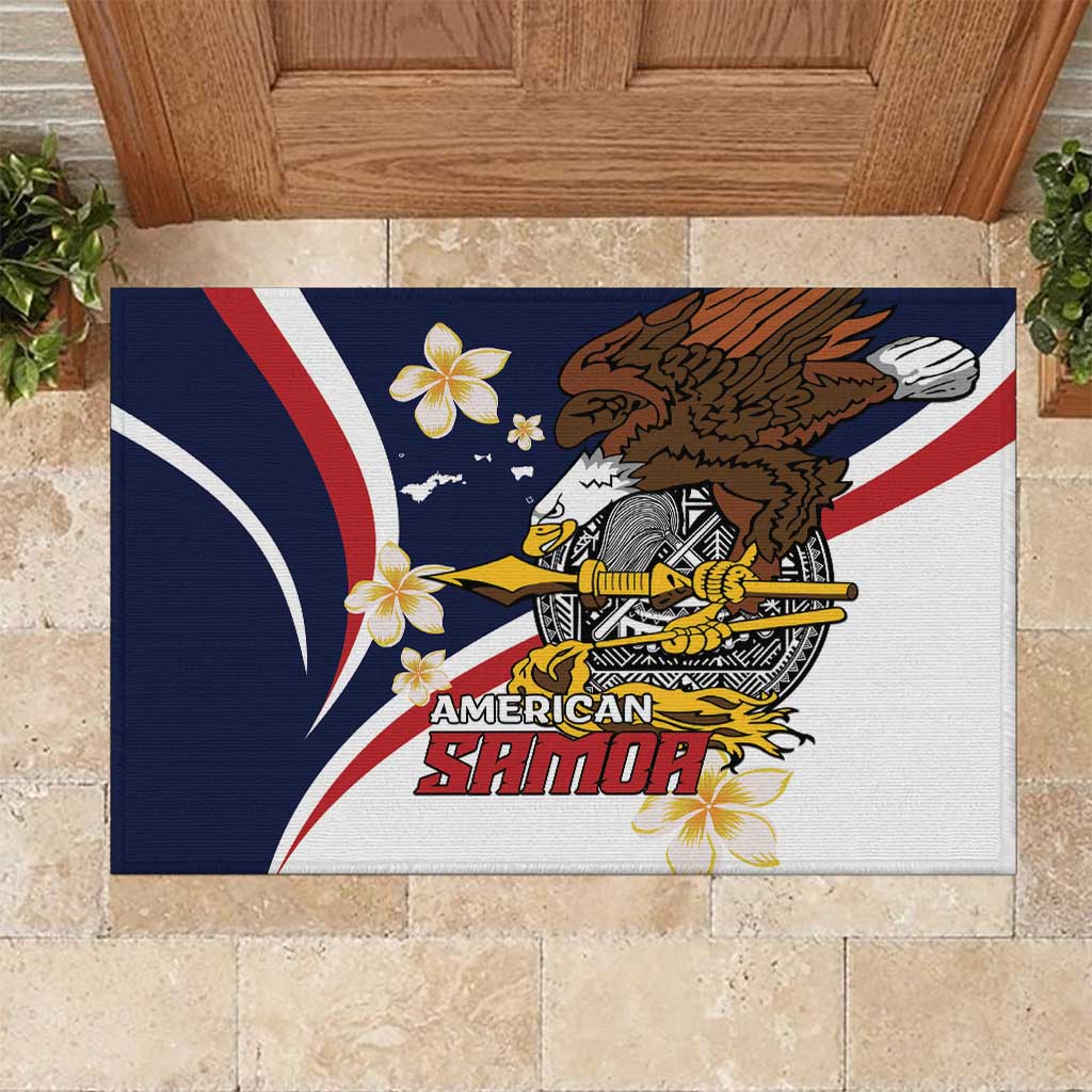 Personalized American Samoa Rubber Doormat Amerika Samoa Bald Eagle