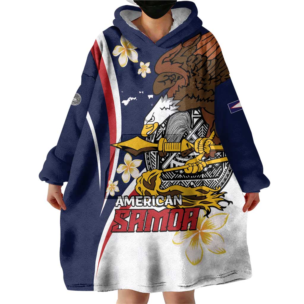 Personalized American Samoa Wearable Blanket Hoodie Amerika Samoa Bald Eagle