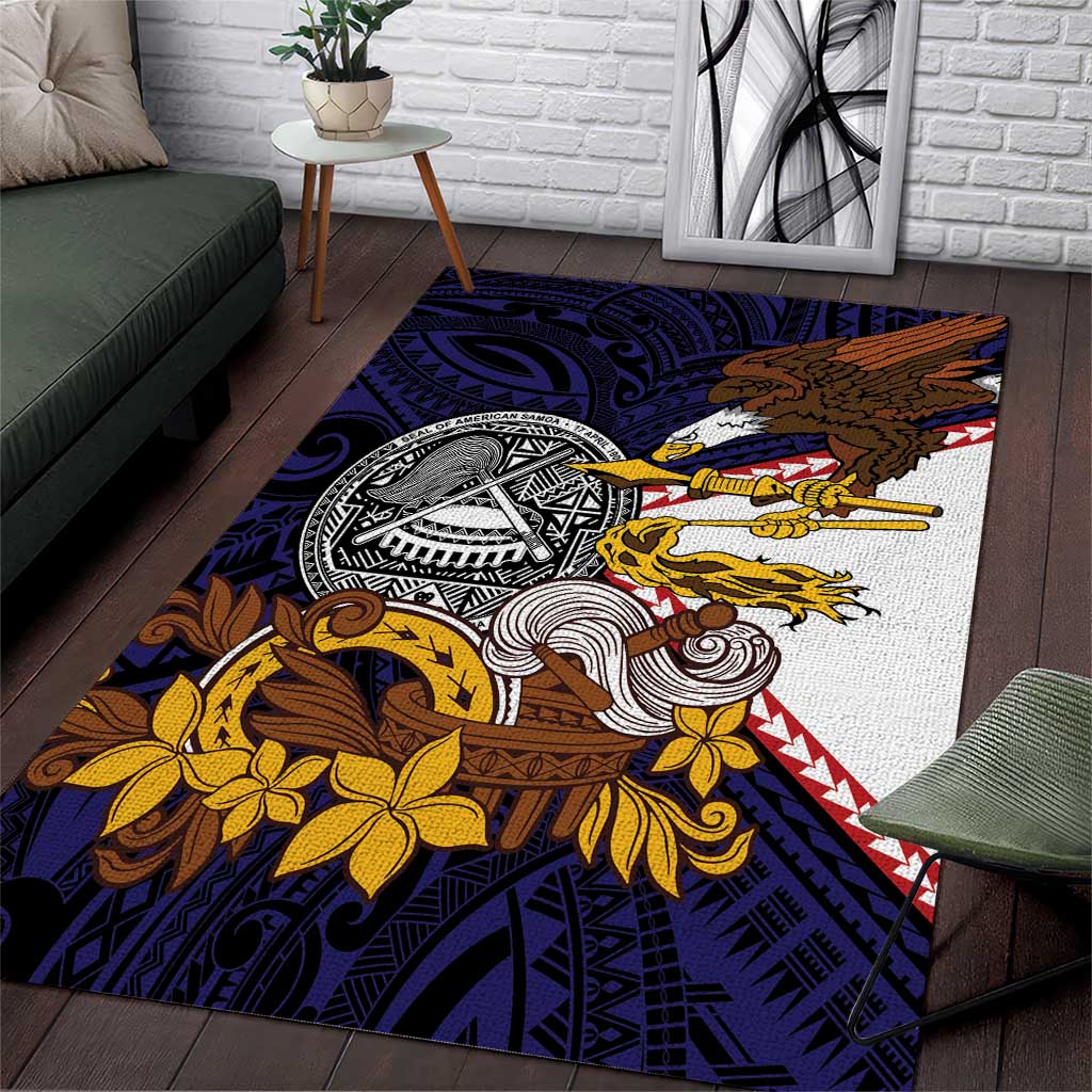 American Samoa Eagle Kava Bowl Area Rug Plumeria Polynesian Pattern