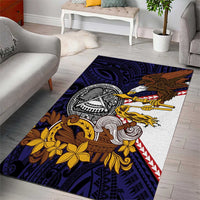 American Samoa Eagle Kava Bowl Area Rug Plumeria Polynesian Pattern