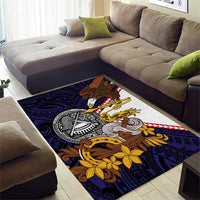 American Samoa Eagle Kava Bowl Area Rug Plumeria Polynesian Pattern