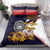 American Samoa Eagle Kava Bowl Bedding Set Plumeria Polynesian Pattern