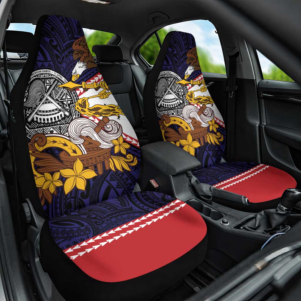 American Samoa Eagle Kava Bowl Car Seat Cover Plumeria Polynesian Pattern