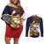 American Samoa Eagle Kava Bowl Couples Matching Off Shoulder Short Dress and Long Sleeve Button Shirt Plumeria Polynesian Pattern
