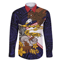 American Samoa Eagle Kava Bowl Family Matching Long Sleeve Bodycon Dress and Hawaiian Shirt Plumeria Polynesian Pattern