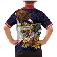 American Samoa Eagle Kava Bowl Family Matching Mermaid Dress and Hawaiian Shirt Plumeria Polynesian Pattern