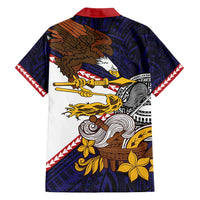 American Samoa Eagle Kava Bowl Family Matching Off Shoulder Maxi Dress and Hawaiian Shirt Plumeria Polynesian Pattern