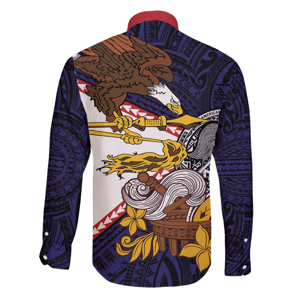 American Samoa Eagle Kava Bowl Family Matching Short Sleeve Bodycon Dress and Hawaiian Shirt Plumeria Polynesian Pattern