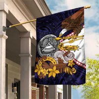 American Samoa Eagle Kava Bowl Garden Flag Plumeria Polynesian Pattern