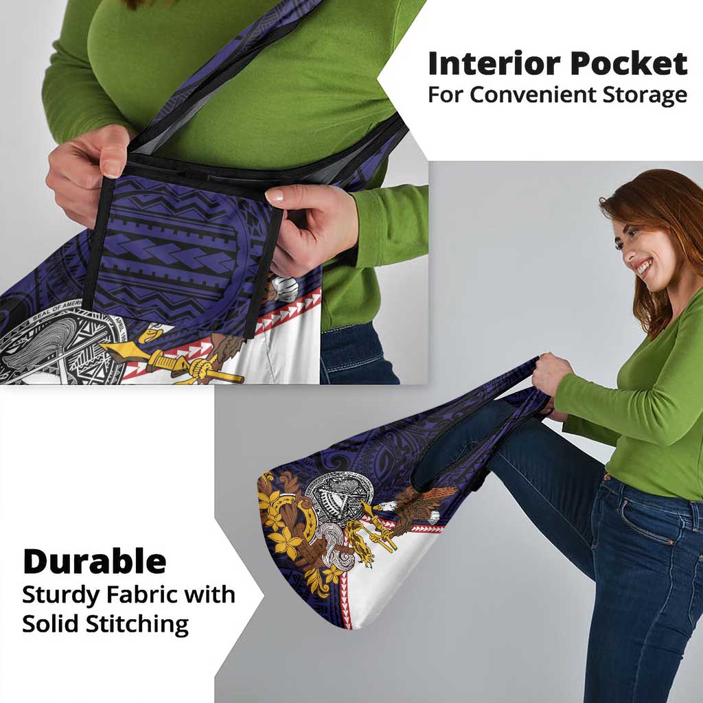 American Samoa Eagle Kava Bowl Grocery Bag Plumeria Polynesian Pattern