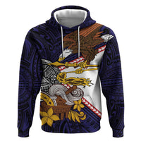 American Samoa Eagle Kava Bowl Hoodie Plumeria Polynesian Pattern