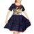 American Samoa Eagle Kava Bowl Kid Short Sleeve Dress Plumeria Polynesian Pattern