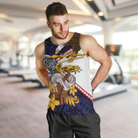 American Samoa Eagle Kava Bowl Men Tank Top Plumeria Polynesian Pattern