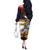 American Samoa Eagle Kava Bowl Off The Shoulder Long Sleeve Dress Plumeria Polynesian Pattern