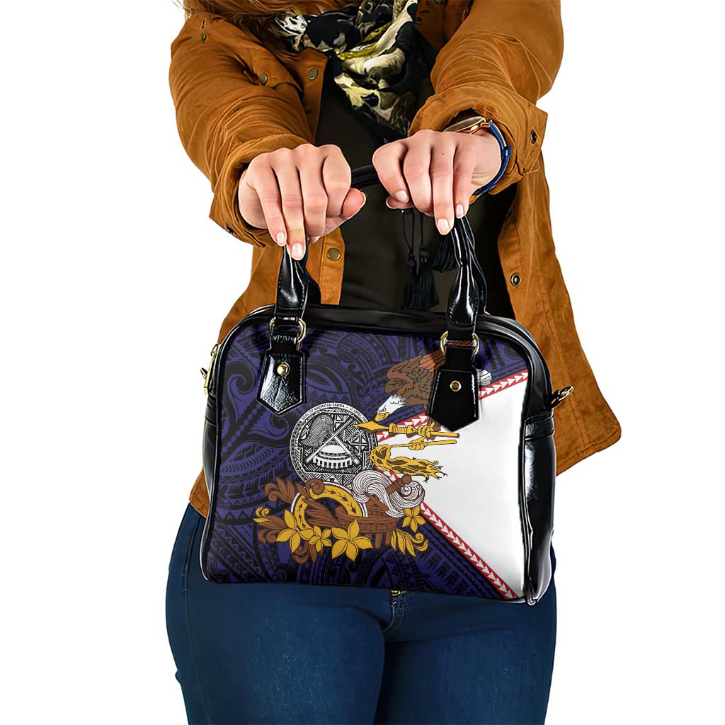 American Samoa Eagle Kava Bowl Shoulder Handbag Plumeria Polynesian Pattern