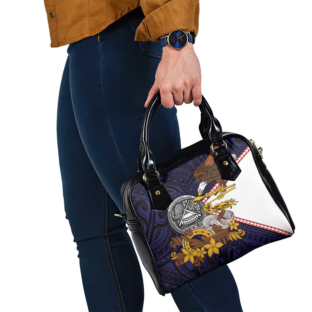 American Samoa Eagle Kava Bowl Shoulder Handbag Plumeria Polynesian Pattern