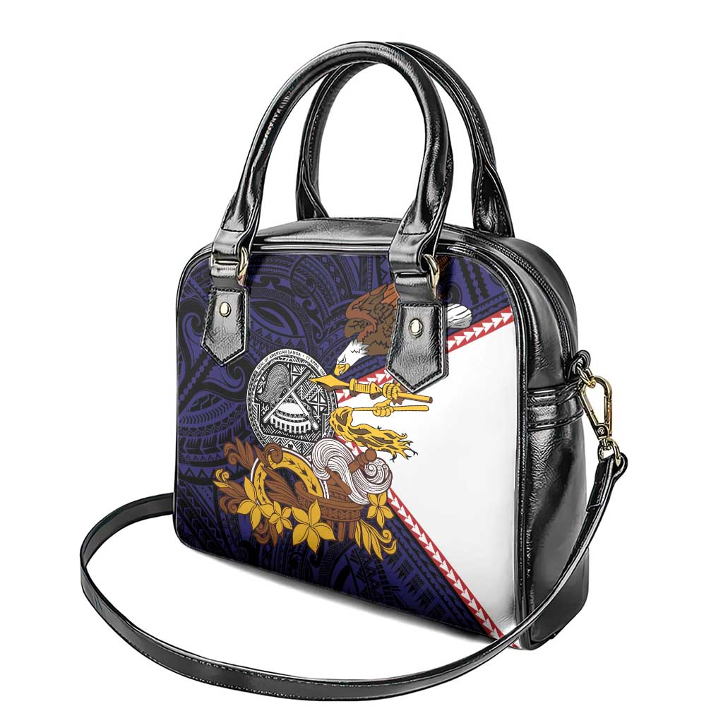 American Samoa Eagle Kava Bowl Shoulder Handbag Plumeria Polynesian Pattern