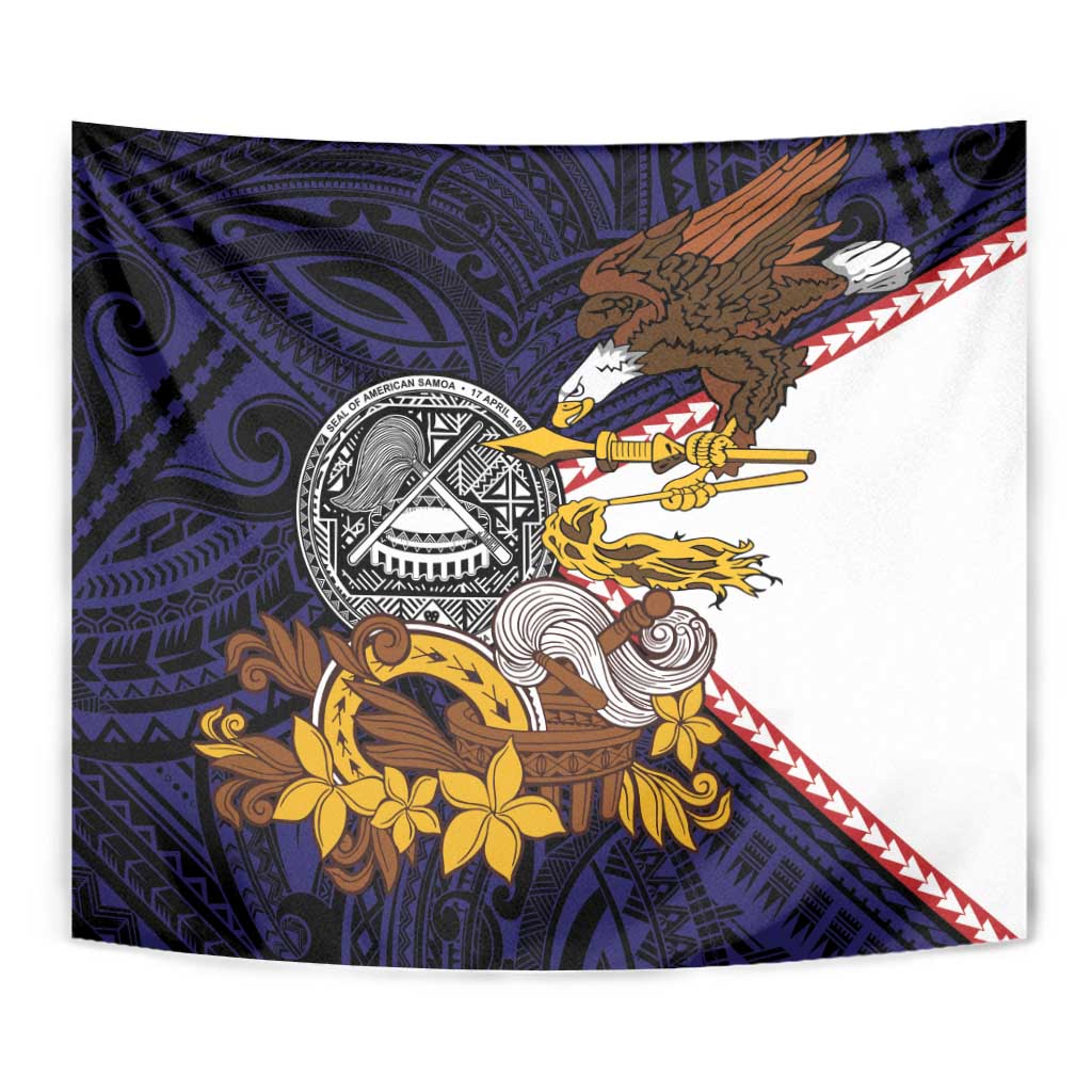 American Samoa Eagle Kava Bowl Tapestry Plumeria Polynesian Pattern