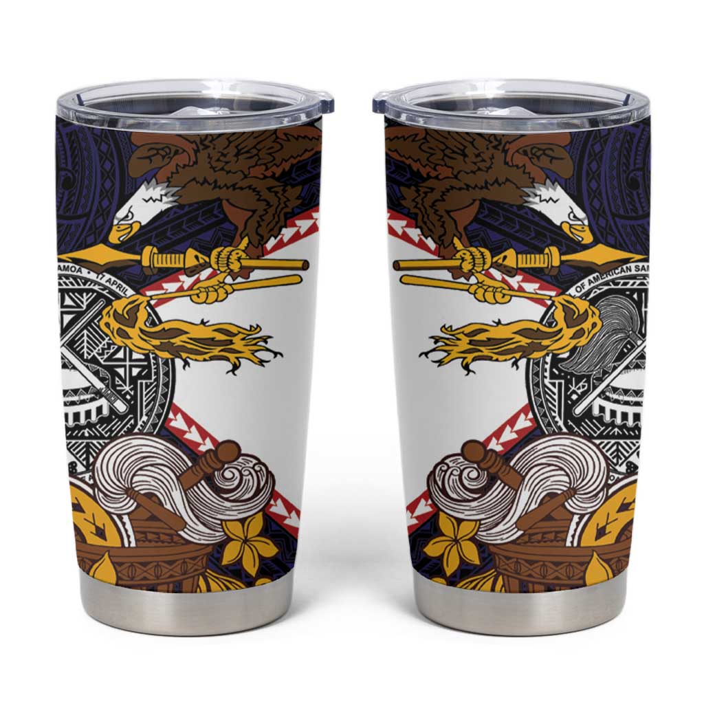 American Samoa Eagle Kava Bowl Tumbler Cup Plumeria Polynesian Pattern