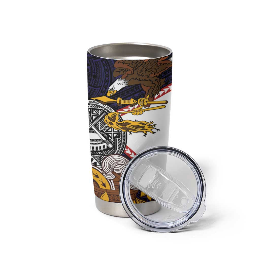 American Samoa Eagle Kava Bowl Tumbler Cup Plumeria Polynesian Pattern