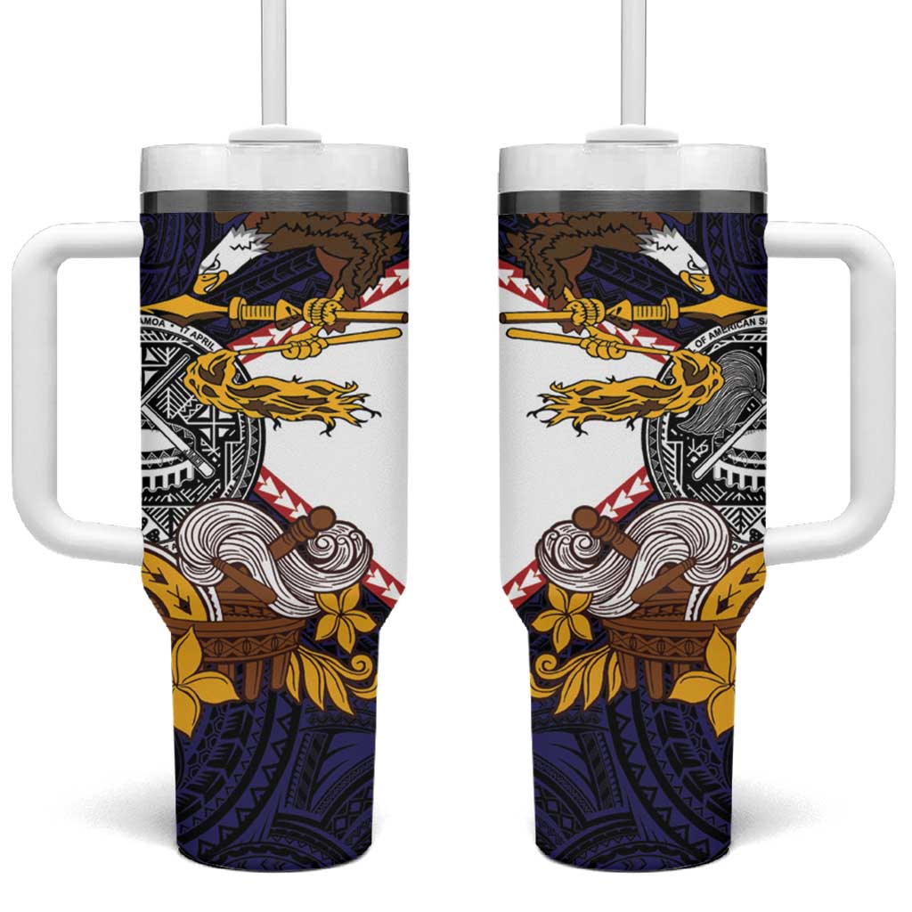 American Samoa Eagle Kava Bowl Tumbler With Handle Plumeria Polynesian Pattern