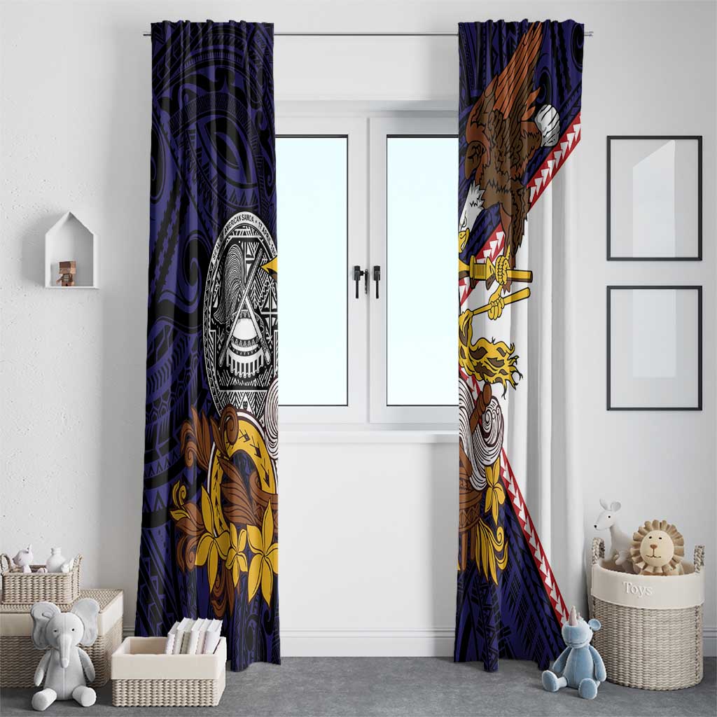 American Samoa Eagle Kava Bowl Window Curtain Plumeria Polynesian Pattern