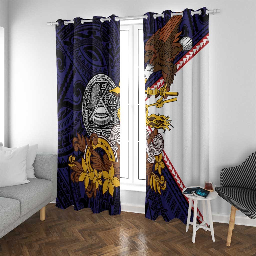 American Samoa Eagle Kava Bowl Window Curtain Plumeria Polynesian Pattern