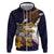 American Samoa Eagle Kava Bowl Zip Hoodie Plumeria Polynesian Pattern