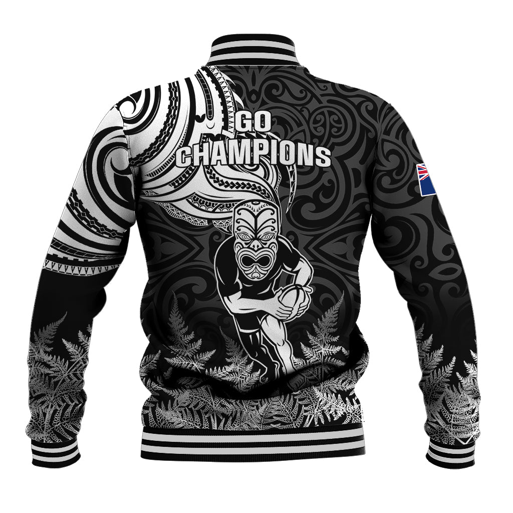 New Zealand Silver Fern Rugby Baseball Jacket Maori Tiki Player With Ta Moko Tribal LT01 - Polynesian Pride