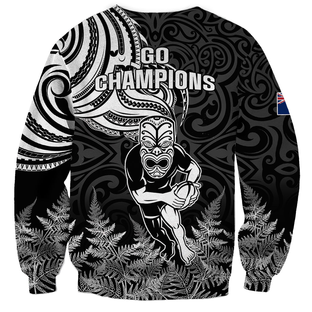 New Zealand Silver Fern Rugby Sweatshirt Maori Tiki Player With Ta Moko Tribal LT01 - Polynesian Pride