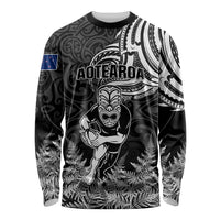 Custom New Zealand Silver Fern Rugby Long Sleeve Shirt Maori Tiki Player With Ta Moko Tribal LT01