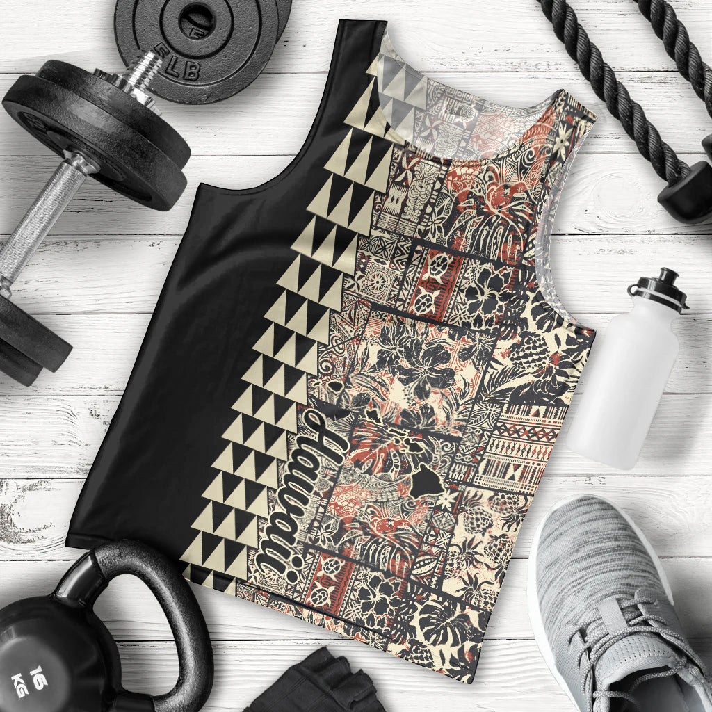 Hawaiian Quilt Men Tank Top Hibiscus Kakau Vintage Style LT01 - Polynesian Pride